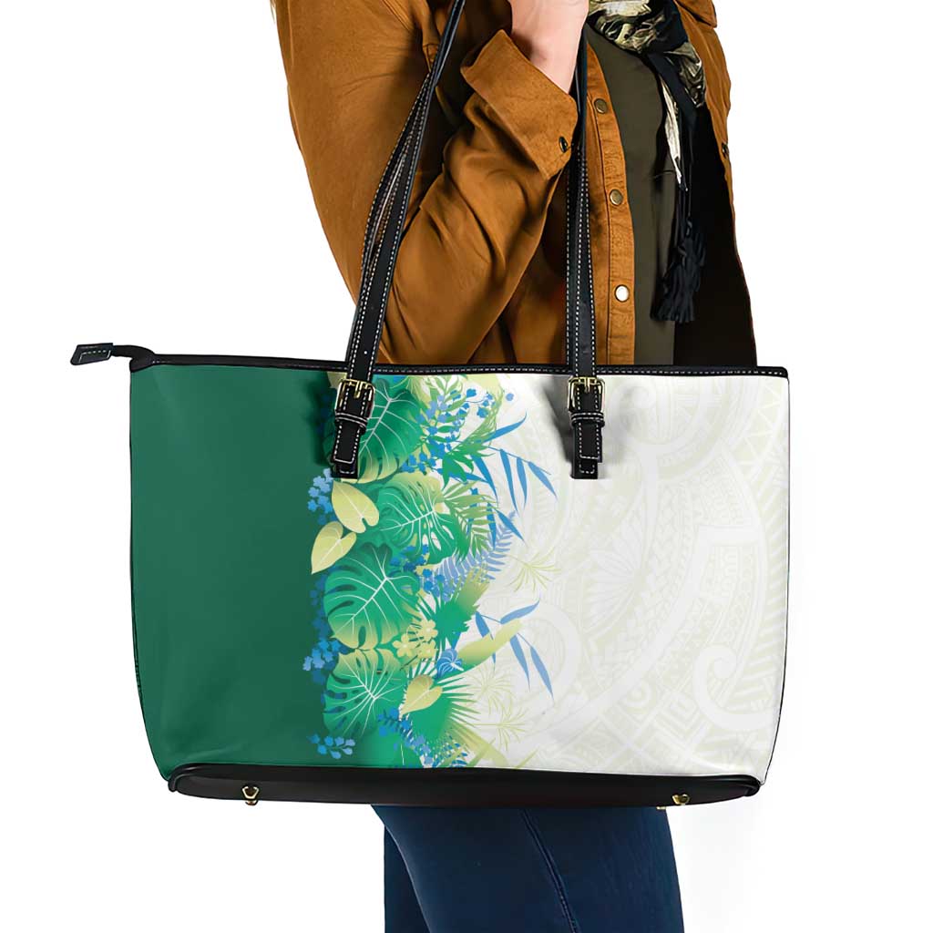 Hawaii Tropical Plant Omaomao Leather Tote Bag Vibrant Polynesian Pattern LT01 - Polynesian Pride