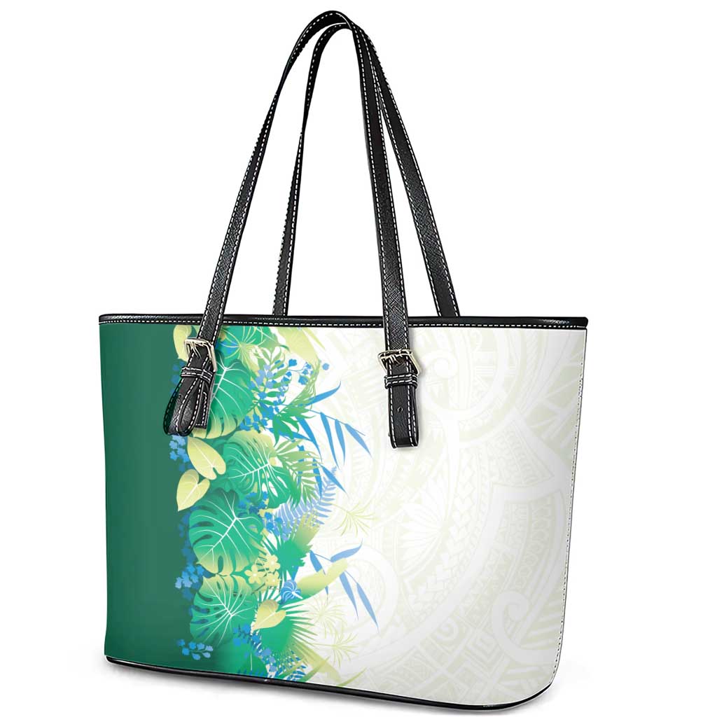 Hawaii Tropical Plant Omaomao Leather Tote Bag Vibrant Polynesian Pattern LT01 - Polynesian Pride