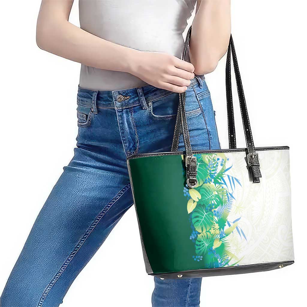 Hawaii Tropical Plant Omaomao Leather Tote Bag Vibrant Polynesian Pattern LT01 - Polynesian Pride