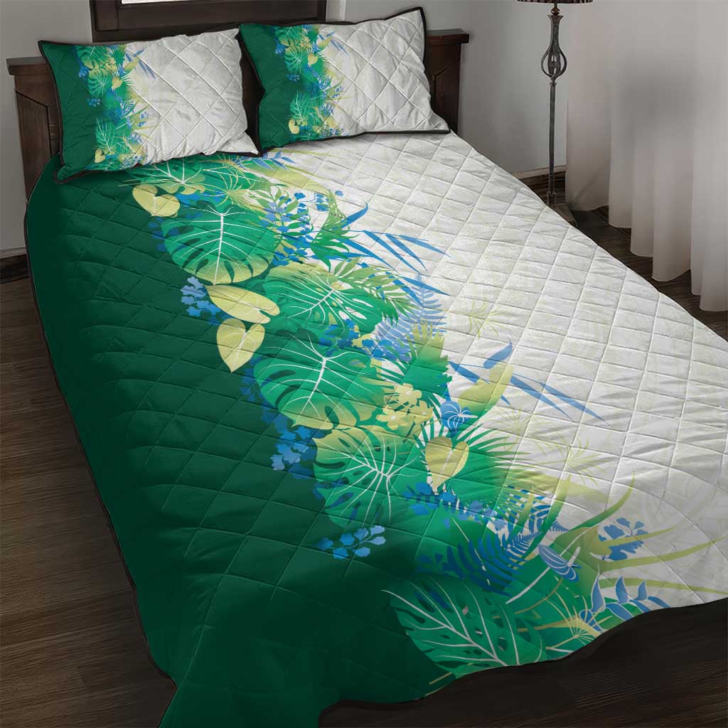 Hawaii Tropical Plant Omaomao Quilt Bed Set Vibrant Polynesian Pattern LT01 Green - Polynesian Pride