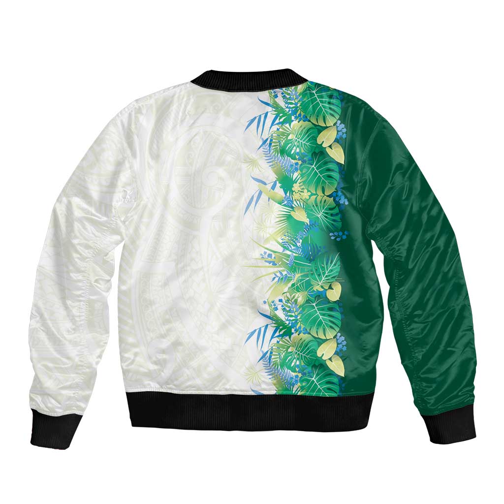 Hawaii Tropical Plant Omaomao Sleeve Zip Bomber Jacket Vibrant Polynesian Pattern LT01 - Polynesian Pride