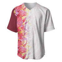 Hawaii Tropical Plant Akala Baseball Jersey Vibrant Polynesian Pattern