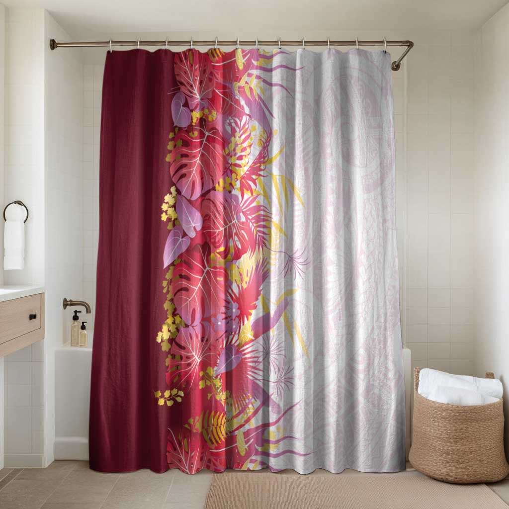 Hawaii Tropical Plant Akala Bathroom Set Vibrant Polynesian Pattern