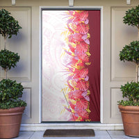 Hawaii Tropical Plant Akala Door Cover Vibrant Polynesian Pattern