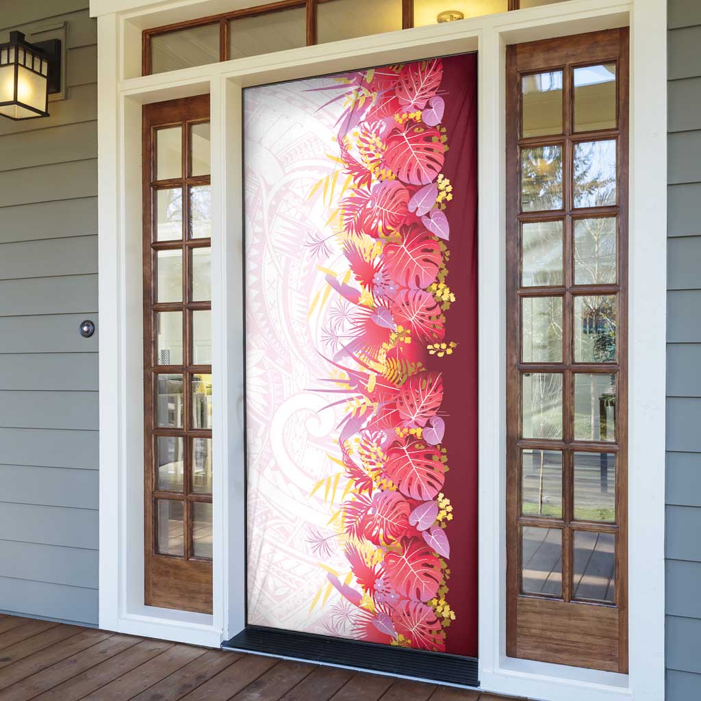 Hawaii Tropical Plant Akala Door Cover Vibrant Polynesian Pattern
