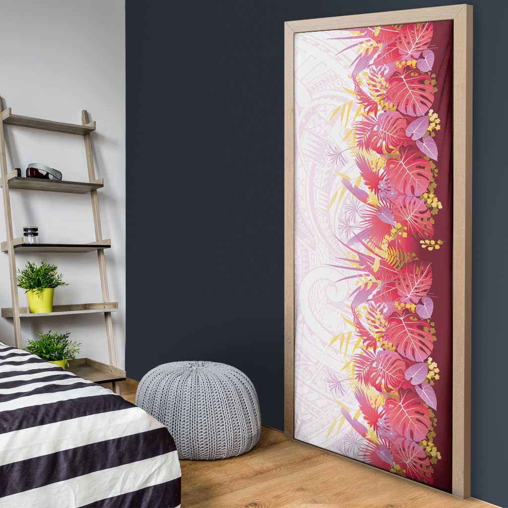 Hawaii Tropical Plant Akala Door Cover Vibrant Polynesian Pattern