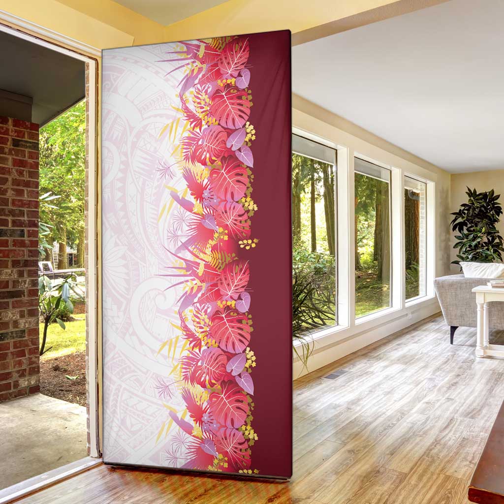 Hawaii Tropical Plant Akala Door Cover Vibrant Polynesian Pattern
