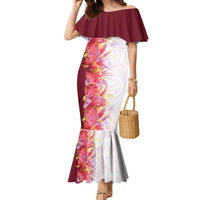 Hawaii Tropical Plant Akala Family Matching Mermaid Dress and Hawaiian Shirt Vibrant Polynesian Pattern LT01 Mom's Dress Pink - Polynesian Pride