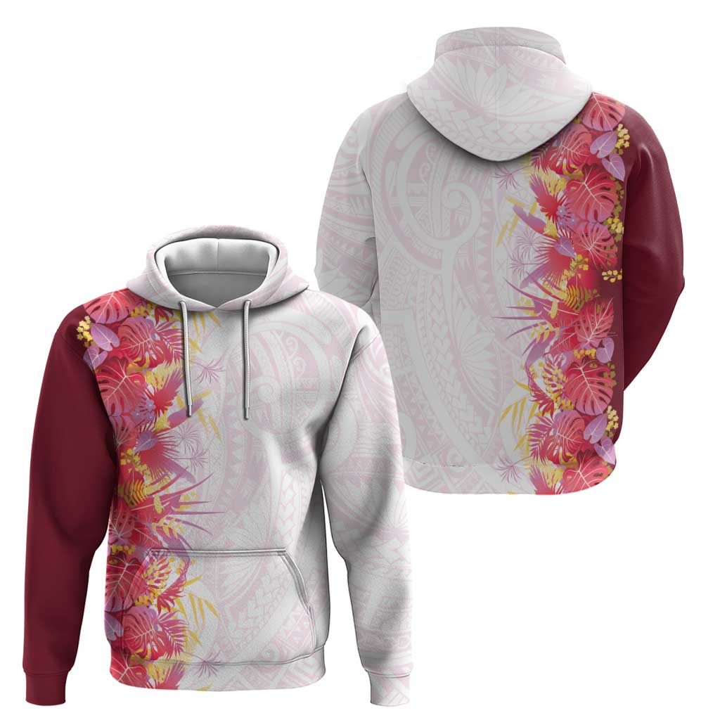 Hawaii Tropical Plant Akala Hoodie Vibrant Polynesian Pattern