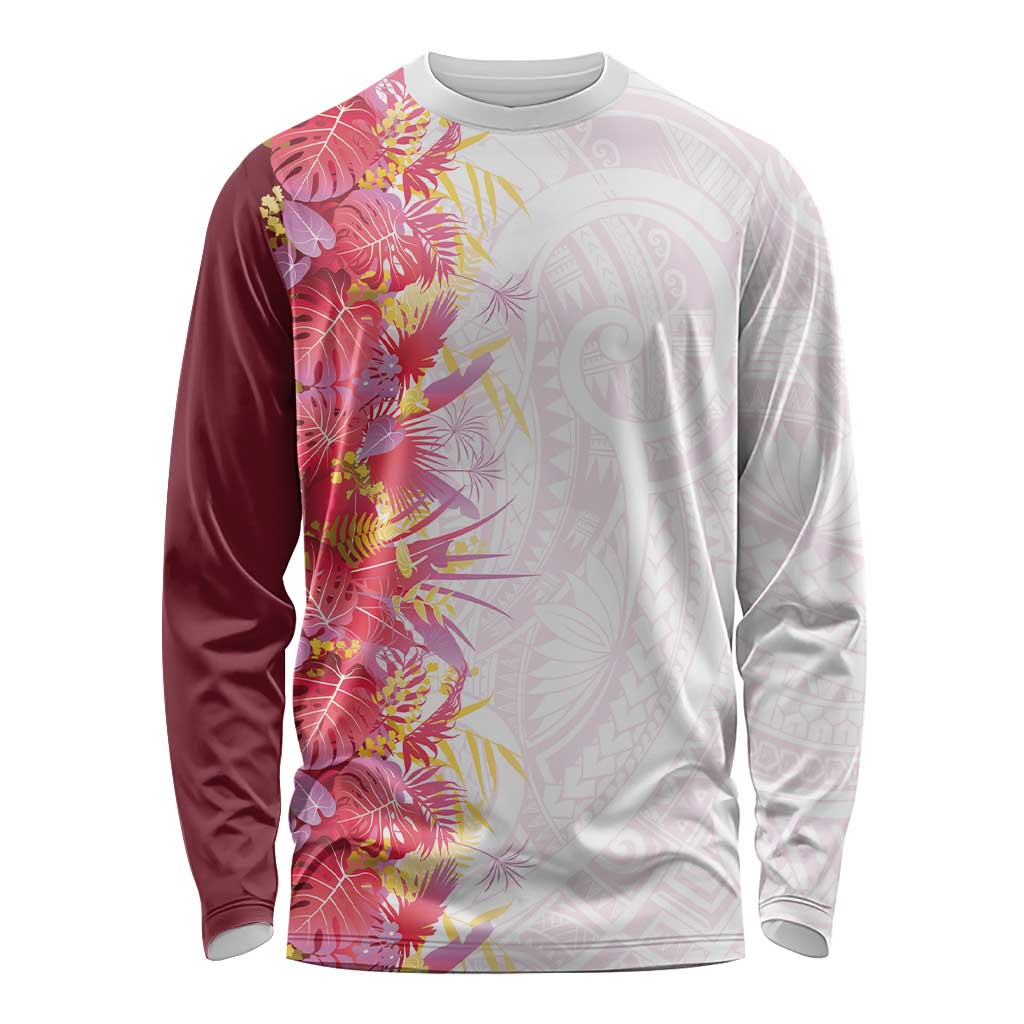 Hawaii Tropical Plant Akala Long Sleeve Shirt Vibrant Polynesian Pattern