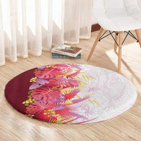 Hawaii Tropical Plant Akala Round Carpet Vibrant Polynesian Pattern