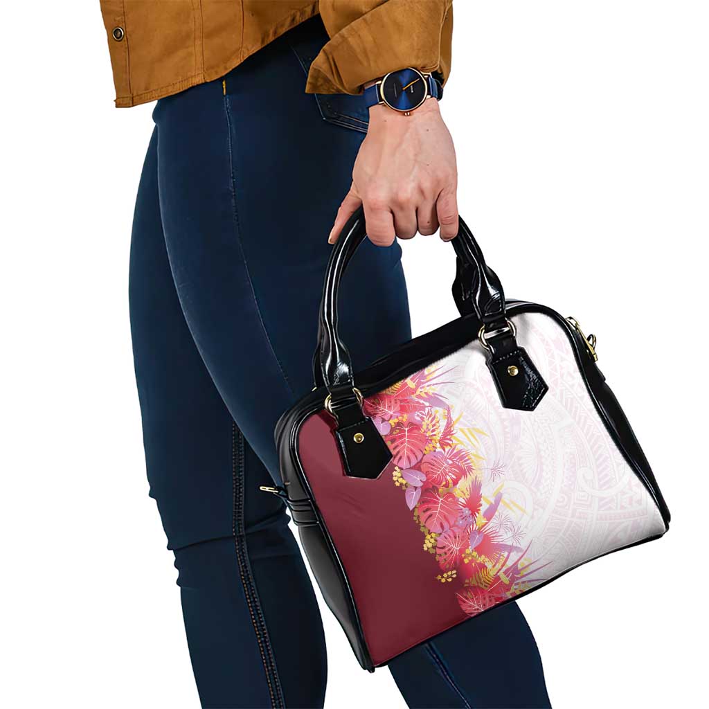 Hawaii Tropical Plant Akala Shoulder Handbag Vibrant Polynesian Pattern