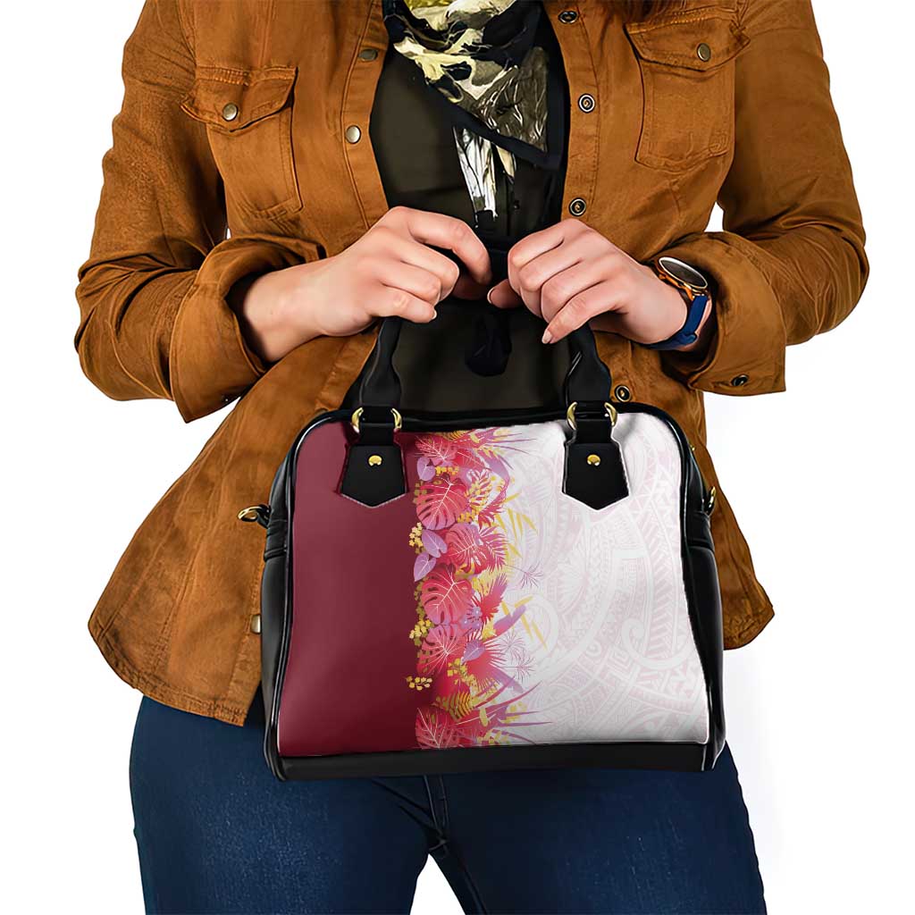 Hawaii Tropical Plant Akala Shoulder Handbag Vibrant Polynesian Pattern