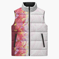 Hawaii Tropical Plant Akala Sleeveless Puffer Jacket Vibrant Polynesian Pattern