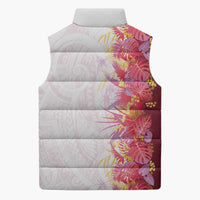 Hawaii Tropical Plant Akala Sleeveless Puffer Jacket Vibrant Polynesian Pattern