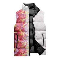 Hawaii Tropical Plant Akala Sleeveless Puffer Jacket Vibrant Polynesian Pattern