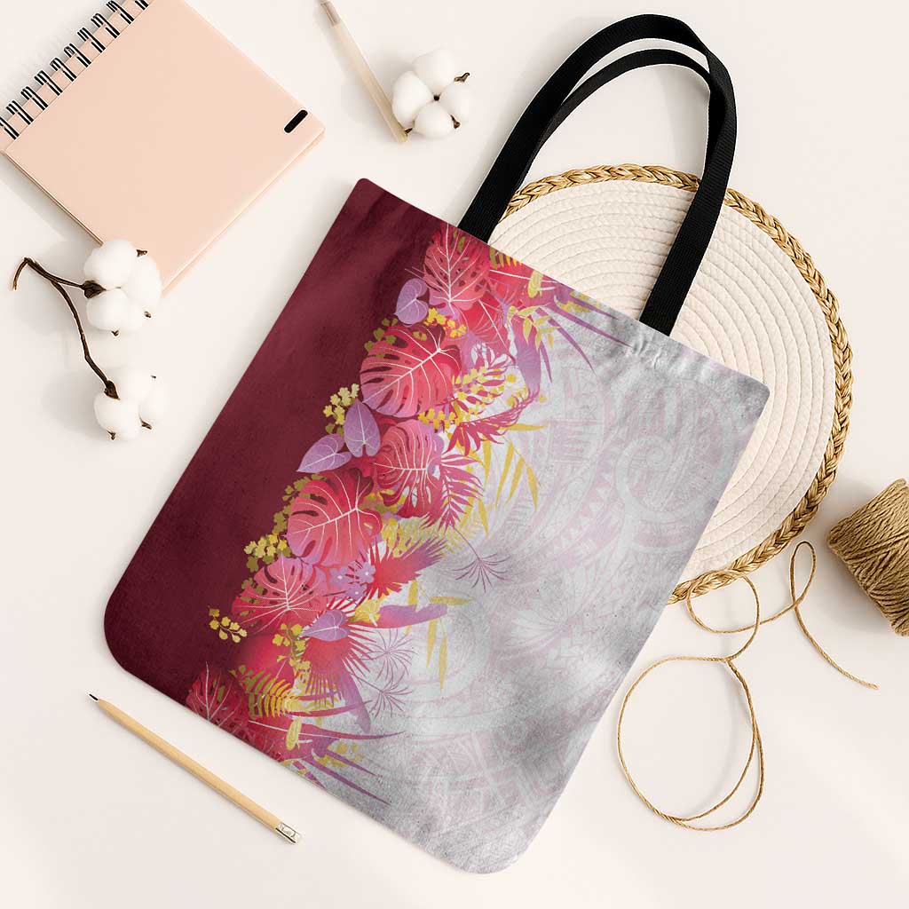 Hawaii Tropical Plant Akala Tote Bag Vibrant Polynesian Pattern