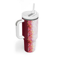 Hawaii Tropical Plant Akala Tumbler With Handle Vibrant Polynesian Pattern