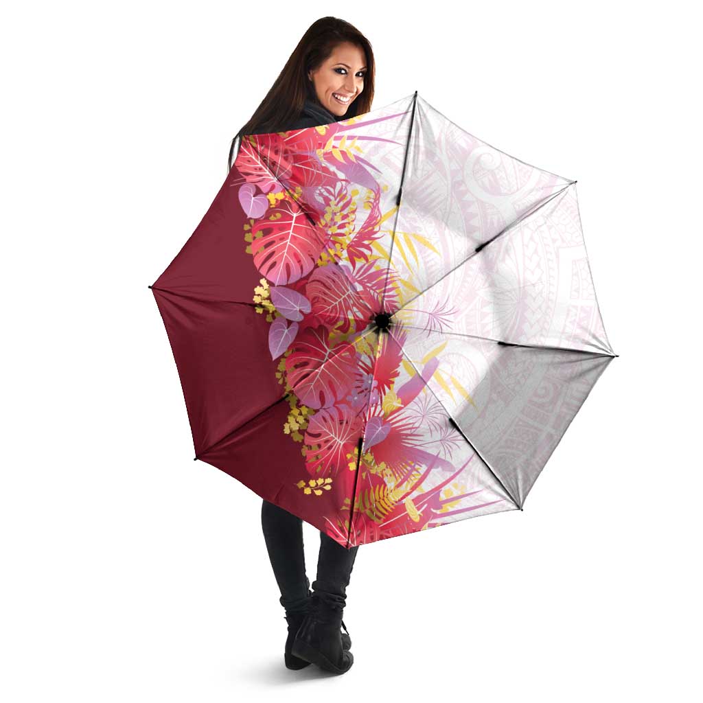Hawaii Tropical Plant Akala Umbrella Vibrant Polynesian Pattern