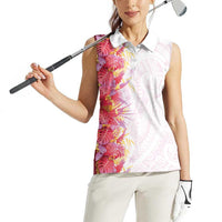 Hawaii Tropical Plant Akala Women Sleeveless Polo Shirt Vibrant Polynesian Pattern LT01 - Polynesian Pride