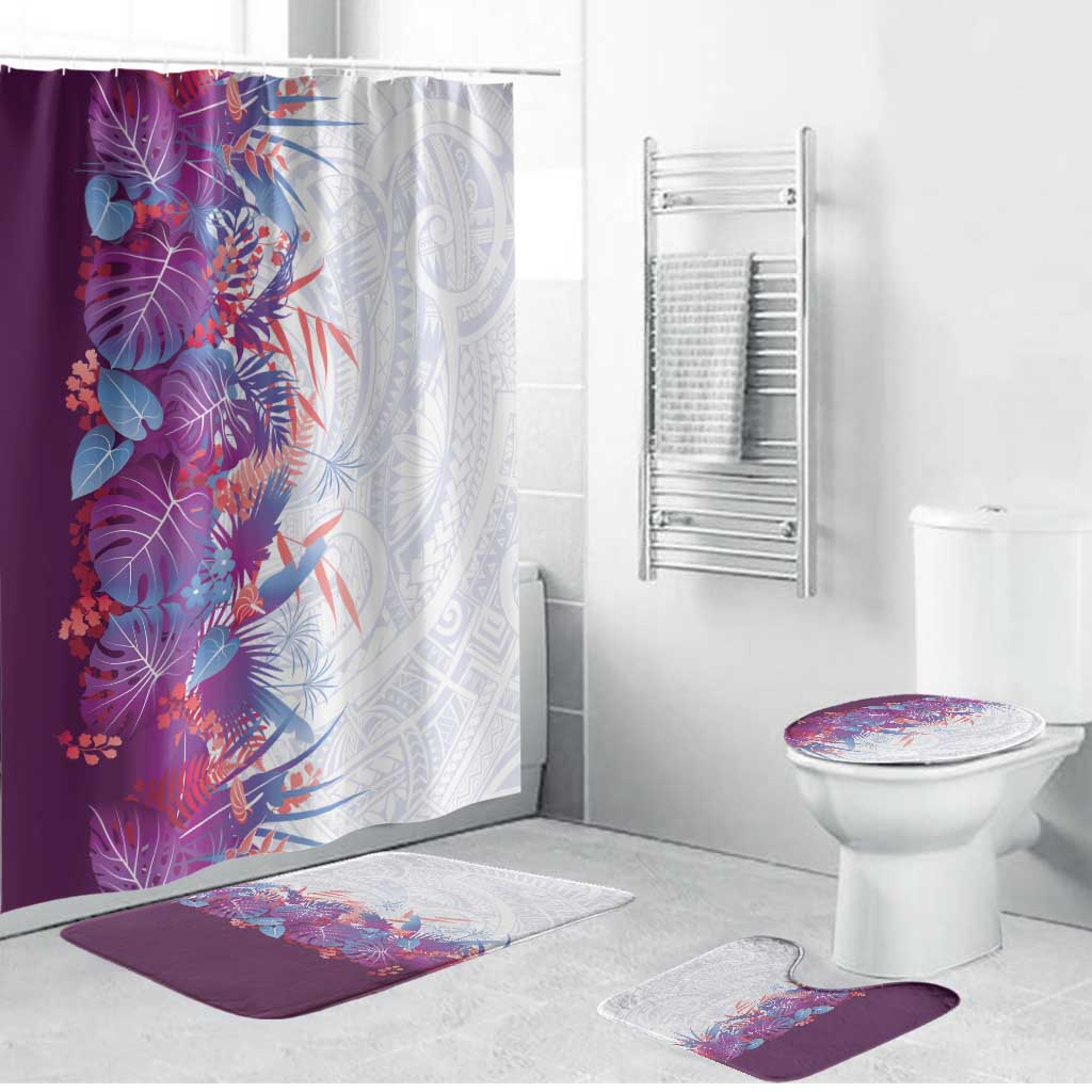 Hawaii Tropical Plant Poni Bathroom Set Vibrant Polynesian Pattern