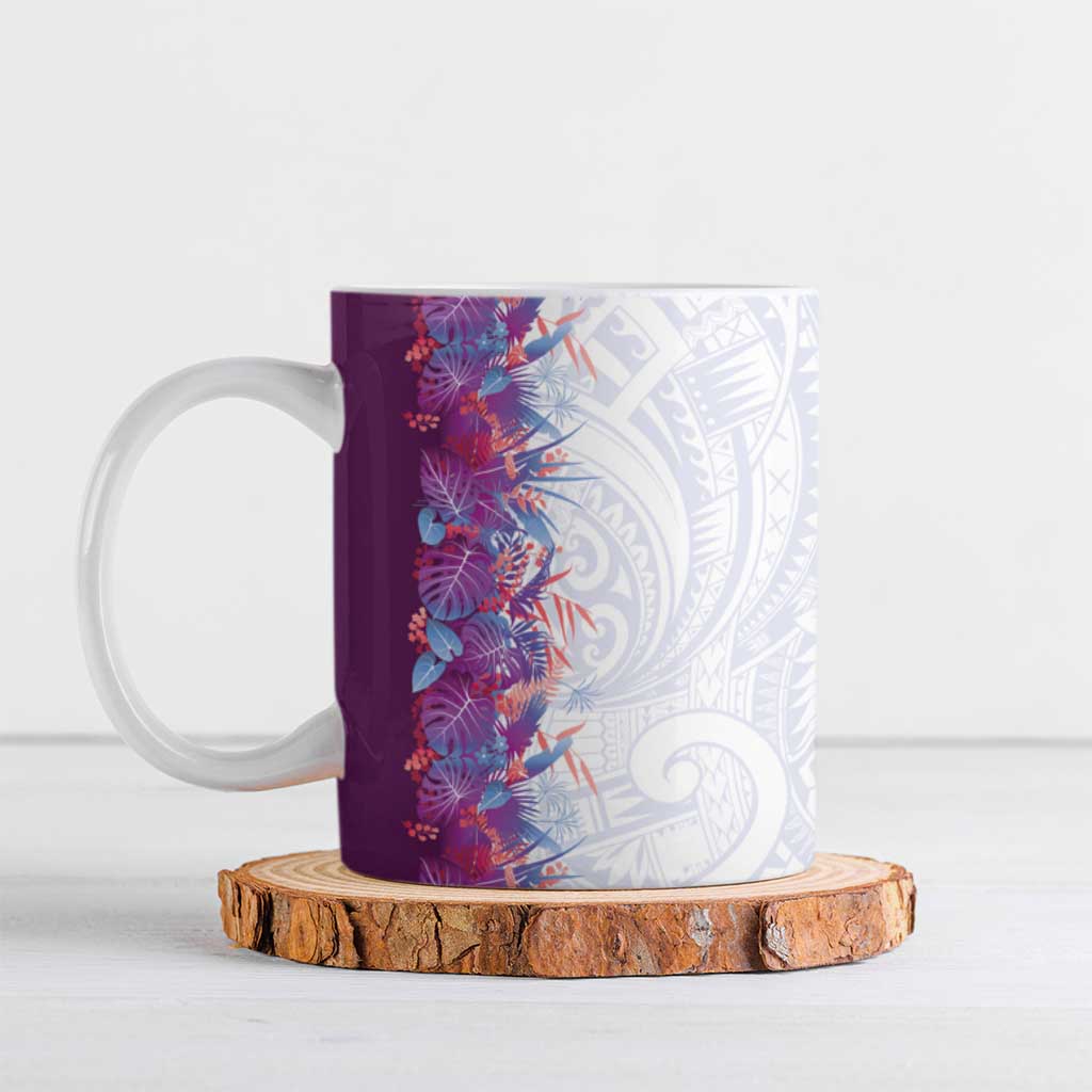 Hawaii Tropical Plant Poni Ceramic Mug Vibrant Polynesian Pattern