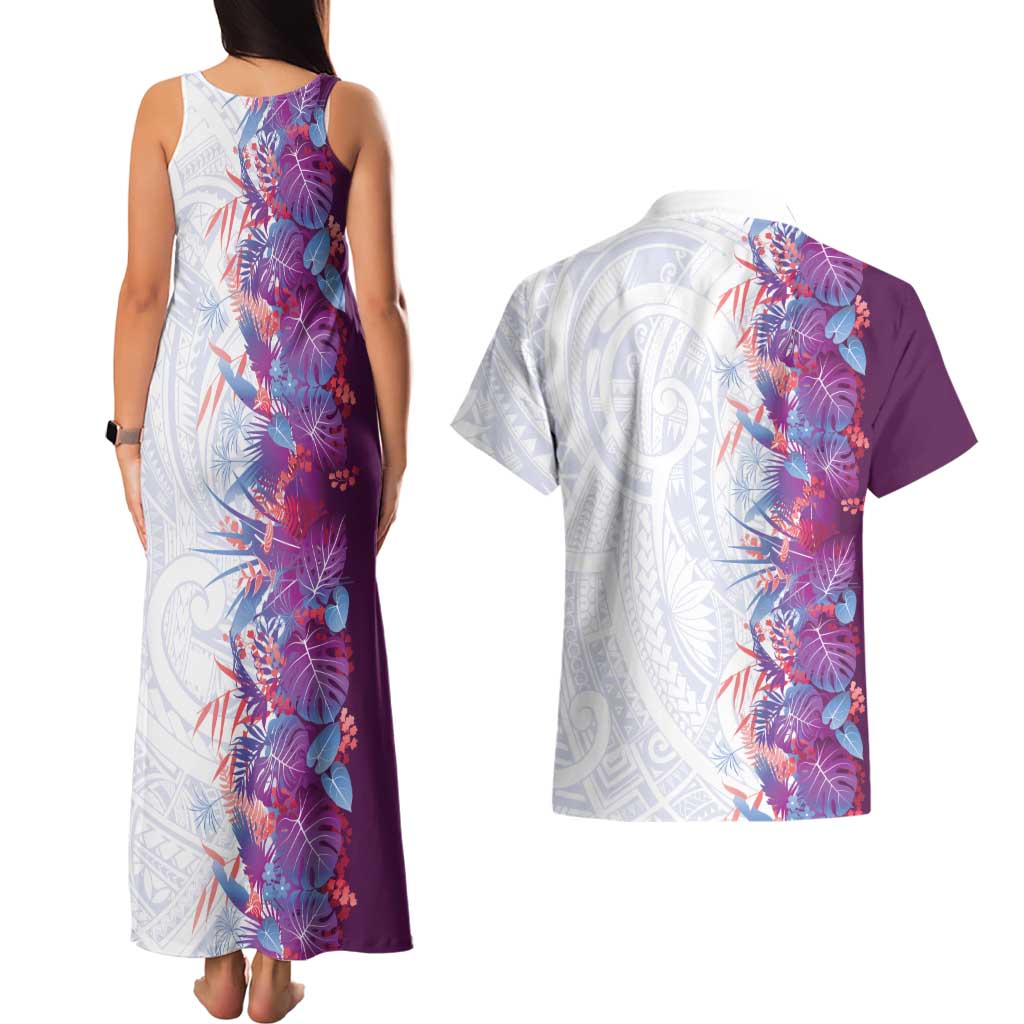 Hawaii Tropical Plant Poni Couples Matching Tank Maxi Dress and Hawaiian Shirt Vibrant Polynesian Pattern LT01 - Polynesian Pride