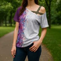 Hawaii Tropical Plant Poni Cross Shoulder Shirt Vibrant Polynesian Pattern LT01 - Polynesian Pride
