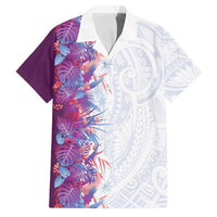 Hawaii Tropical Plant Poni Family Matching Long Sleeve Bodycon Dress and Hawaiian Shirt Vibrant Polynesian Pattern LT01 Dad's Shirt - Short Sleeve Purple - Polynesian Pride