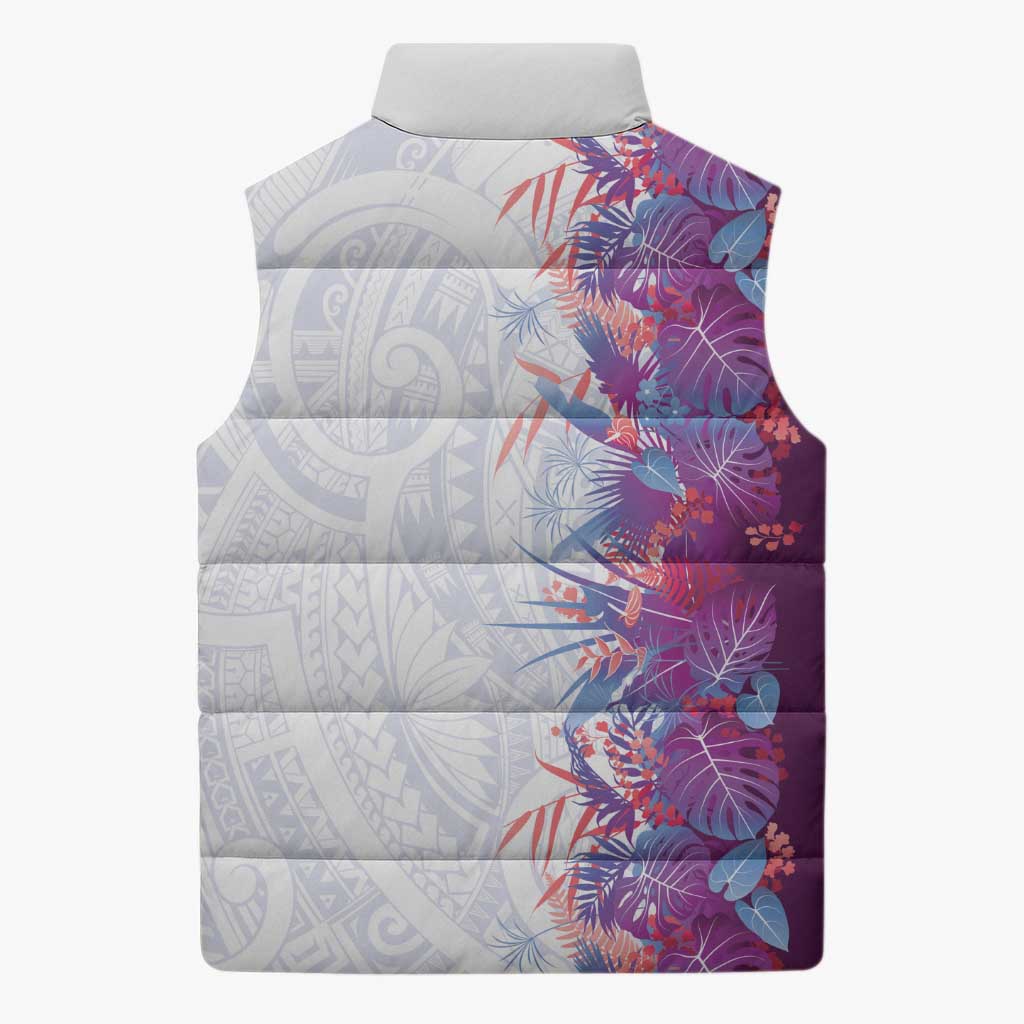 Hawaii Tropical Plant Poni Sleeveless Puffer Jacket Vibrant Polynesian Pattern LT01 - Polynesian Pride