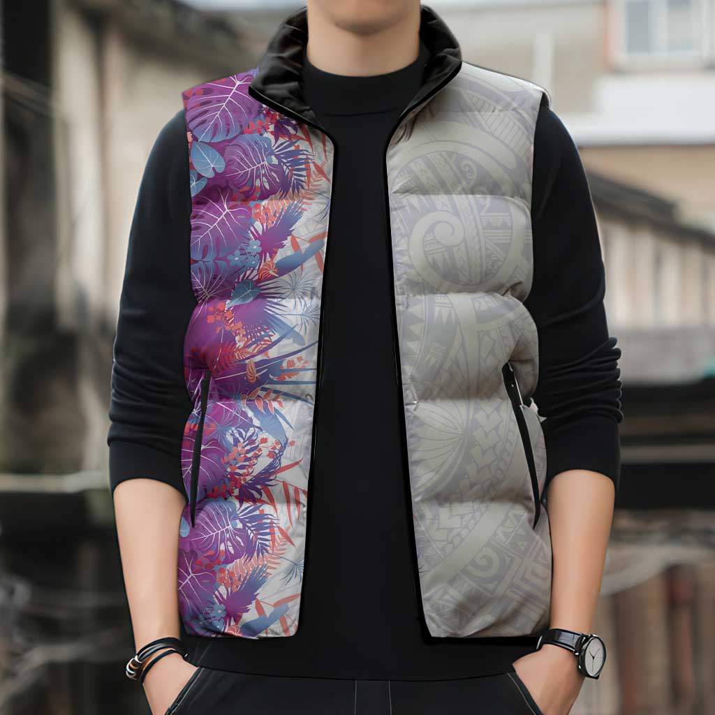 Hawaii Tropical Plant Poni Sleeveless Puffer Jacket Vibrant Polynesian Pattern LT01 - Polynesian Pride