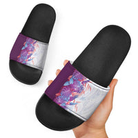 Hawaii Tropical Plant Poni Slide Sandals Vibrant Polynesian Pattern
