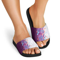 Hawaii Tropical Plant Poni Slide Sandals Vibrant Polynesian Pattern
