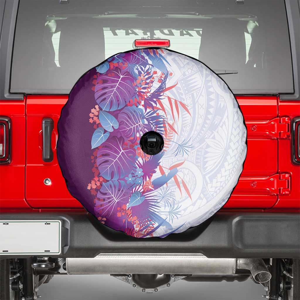 Hawaii Tropical Plant Poni Spare Tire Cover Vibrant Polynesian Pattern