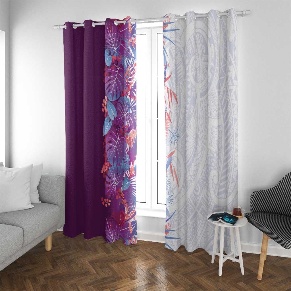 Hawaii Tropical Plant Poni Window Curtain Vibrant Polynesian Pattern LT01 With Grommets Purple - Polynesian Pride