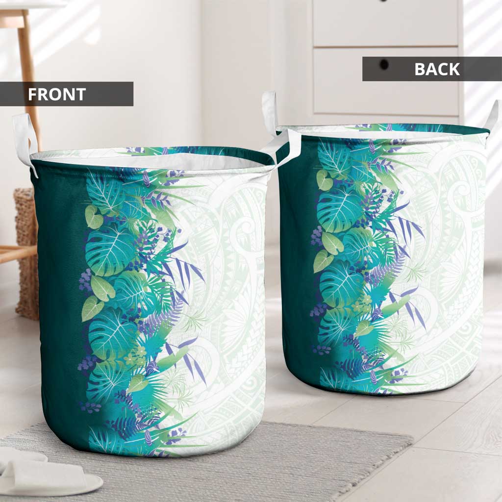 Hawaii Tropical Plant Teal Laundry Basket Vibrant Polynesian Pattern LT01 - Polynesian Pride