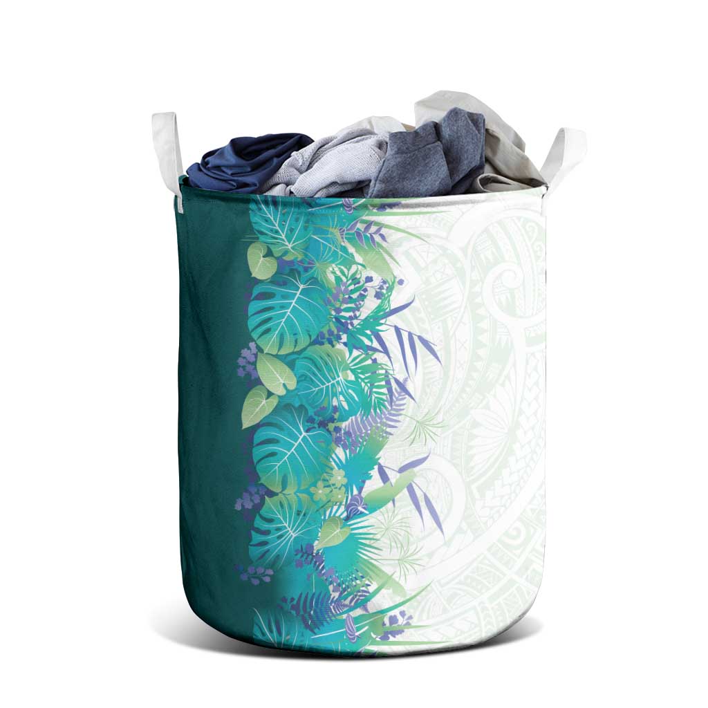 Hawaii Tropical Plant Teal Laundry Basket Vibrant Polynesian Pattern LT01 - Polynesian Pride