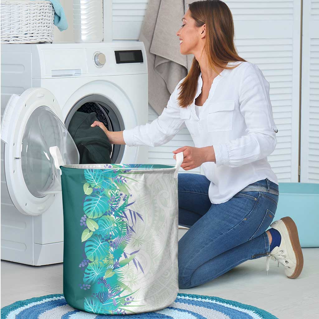 Hawaii Tropical Plant Teal Laundry Basket Vibrant Polynesian Pattern LT01 - Polynesian Pride