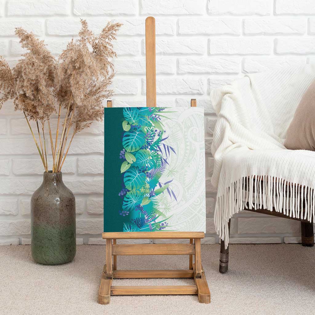 Hawaii Tropical Plant Teal Canvas Wall Art Vibrant Polynesian Pattern LT01 - Polynesian Pride