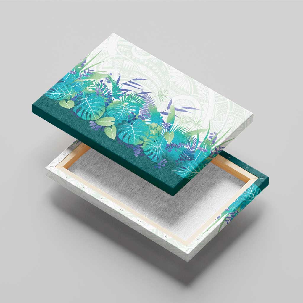 Hawaii Tropical Plant Teal Canvas Wall Art Vibrant Polynesian Pattern LT01 - Polynesian Pride