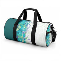 Hawaii Tropical Plant Teal Duffle Bag Vibrant Polynesian Pattern