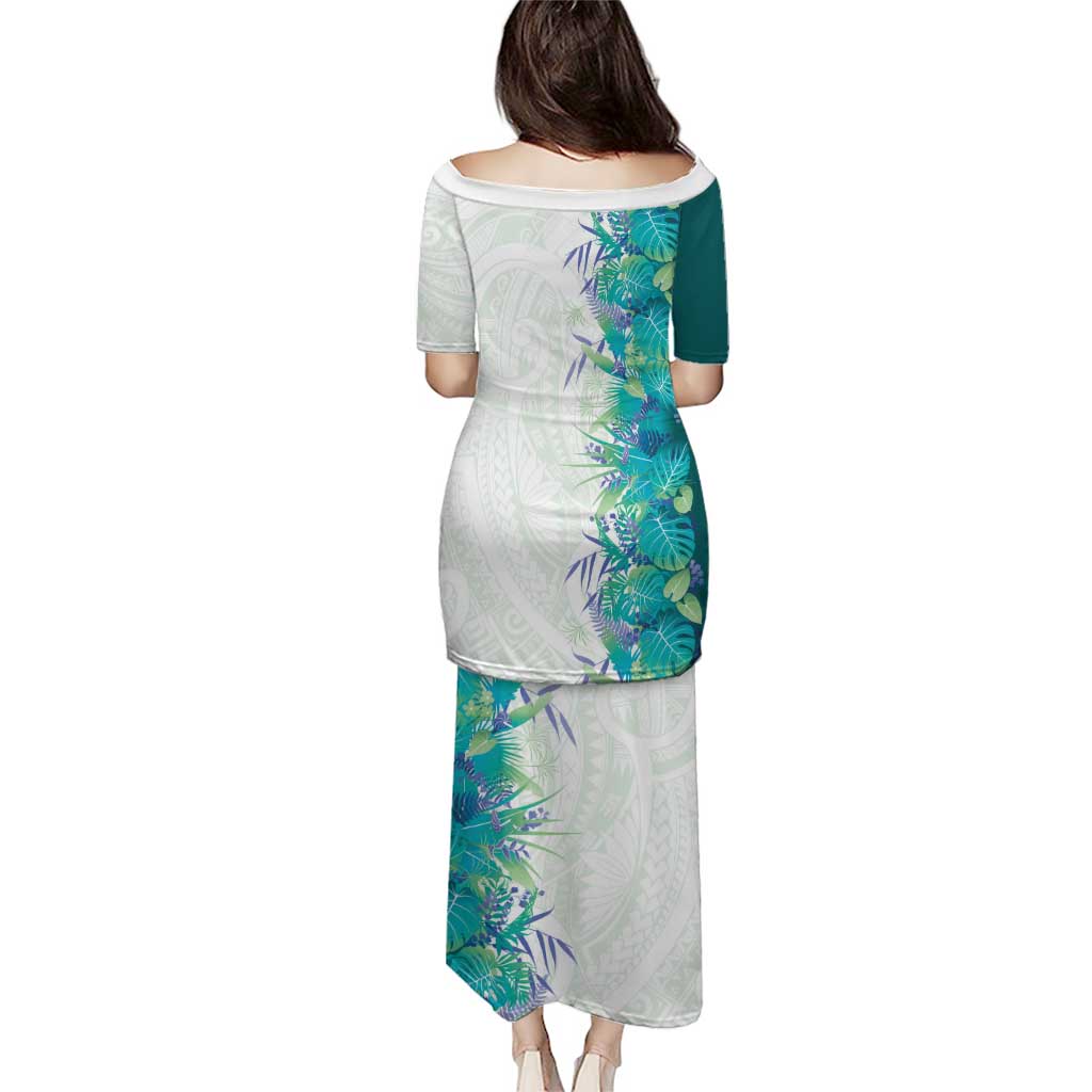 Hawaii Tropical Plant Teal Family Matching Puletasi and Hawaiian Shirt Vibrant Polynesian Pattern LT01 - Polynesian Pride