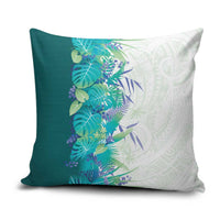 Hawaii Tropical Plant Teal Pillow Cover Vibrant Polynesian Pattern