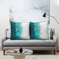 Hawaii Tropical Plant Teal Pillow Cover Vibrant Polynesian Pattern