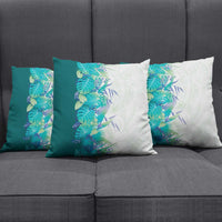 Hawaii Tropical Plant Teal Pillow Cover Vibrant Polynesian Pattern