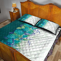 Hawaii Tropical Plant Teal Quilt Bed Set Vibrant Polynesian Pattern LT01 - Polynesian Pride