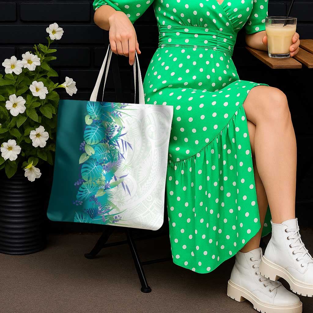 Hawaii Tropical Plant Teal Tote Bag Vibrant Polynesian Pattern LT01 - Polynesian Pride