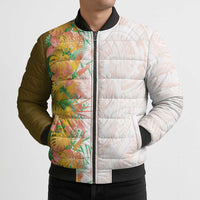 Hawaii Tropical Plant Lenalena Bomber Puffer Jacket Vibrant Polynesian Pattern