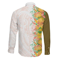 Hawaii Tropical Plant Lenalena Family Matching Off The Shoulder Long Sleeve Dress and Hawaiian Shirt Vibrant Polynesian Pattern LT01 - Polynesian Pride