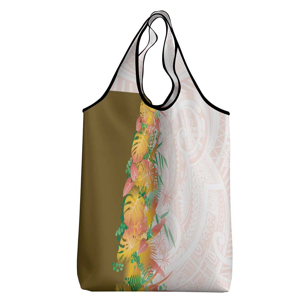 Hawaii Tropical Plant Lenalena Grocery Bag Vibrant Polynesian Pattern